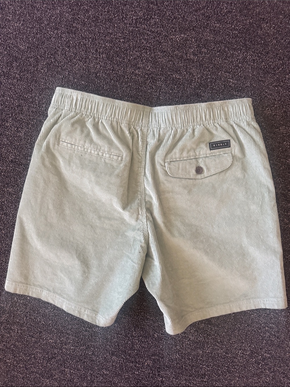 VISSLA Men’s Sage Green Corduroy Drawstring Shorts - Picture 4 of 5